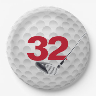 32nd Birthday Golf Ball Design Paper Plate