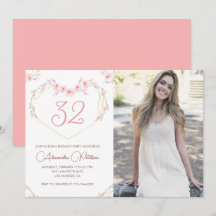 32nd birthday invitations Boho Floral Photo