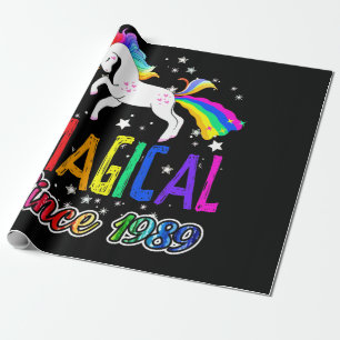 32nd Birthday Magical Farting Unicorn Rainbow 198 Wrapping Paper