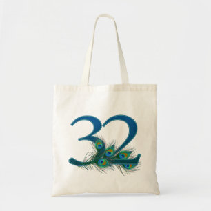 32nd Birthday Or Anniversary Peacock Feather Tote Bag