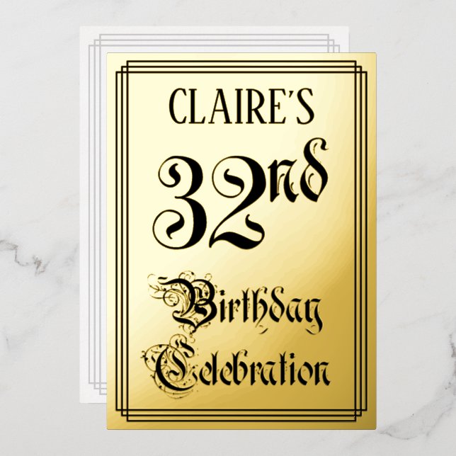 32nd Birthday Party — Elegant Script + Custom Name (Front/Back)