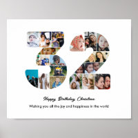 32nd Birthday Party Number 32 Photo Collage