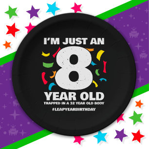 32nd Birthday Party Trapped Leap Year Day Feb 29th Paper Plate