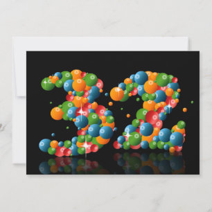 32nd Birthday party, with bubbles and balls Invitation