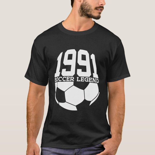 32Nd Birthday Soccer Legend 1991 Football T-Shirt (Front)