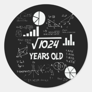 32nd Birthday Square Root Math 32 Years Old Bday Classic Round Sticker