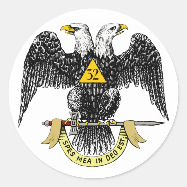 32nd Degree Scottish Rite Black Eagle Classic Round Sticker (Front)