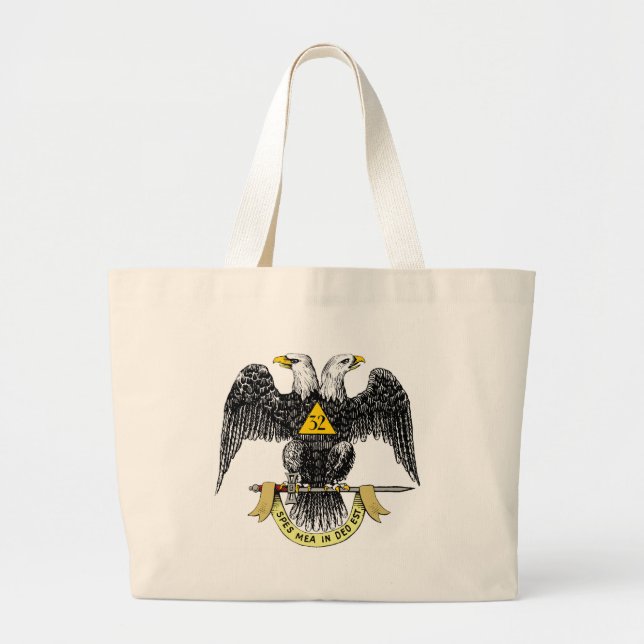 32nd Degree Scottish Rite Black Eagle Large Tote Bag (Front)