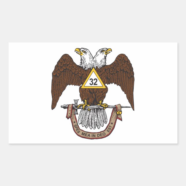 32nd Degree Scottish Rite Brown Eagle Rectangular Sticker (Front)