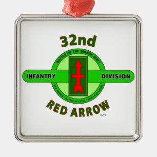 32ND INFANTRY DIVISION "RED ARROW" METAL TREE DECORATION