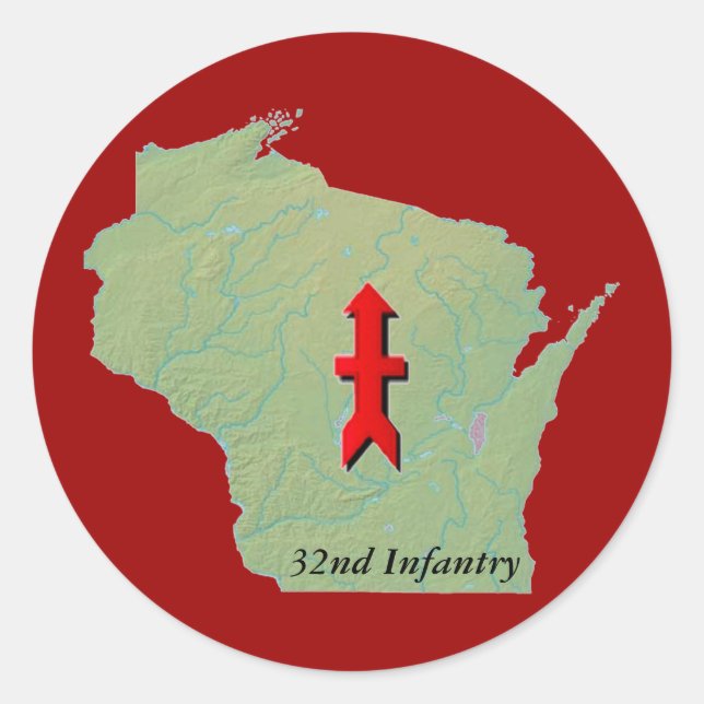 32nd Infantry Wisconsin National Guard Red Arrow Classic Round Sticker (Front)