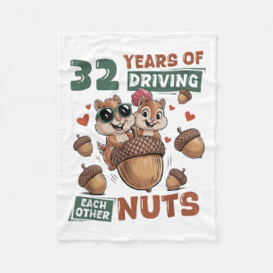 32nd Wedding Anniversary 32 Years Couple Matching Fleece Blanket