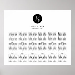 32x26" Horizontal Seating Chart - Olivia & Justin