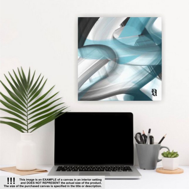 32x32" Trend Abstract Art Canvas Black White Blue (Creator Uploaded)