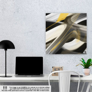 32x32" Trend Abstract Art Canvas Black White Gold