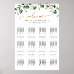 32x48 Eucalyptus Greenery Wedding Seating Chart 