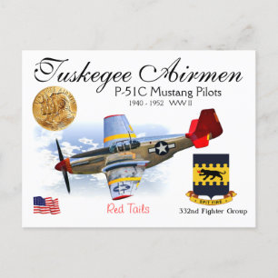 332nd Fighter Sq.-P-51C Mustang Fighter Squadron Postcard