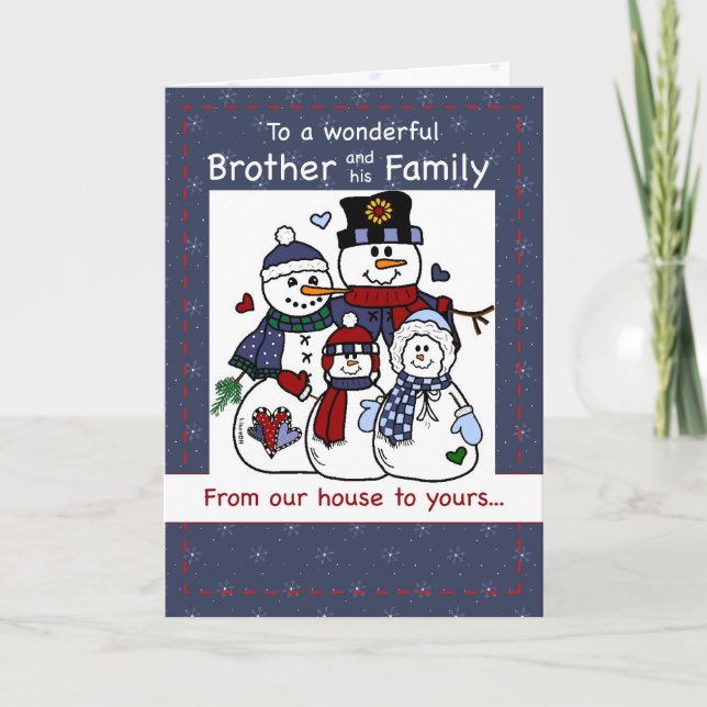 3396 Brother & Family Snowman Family Christmas Holiday Card (Front)