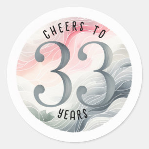 33 Anniversary or Birthday Watercolor Classic Round Sticker