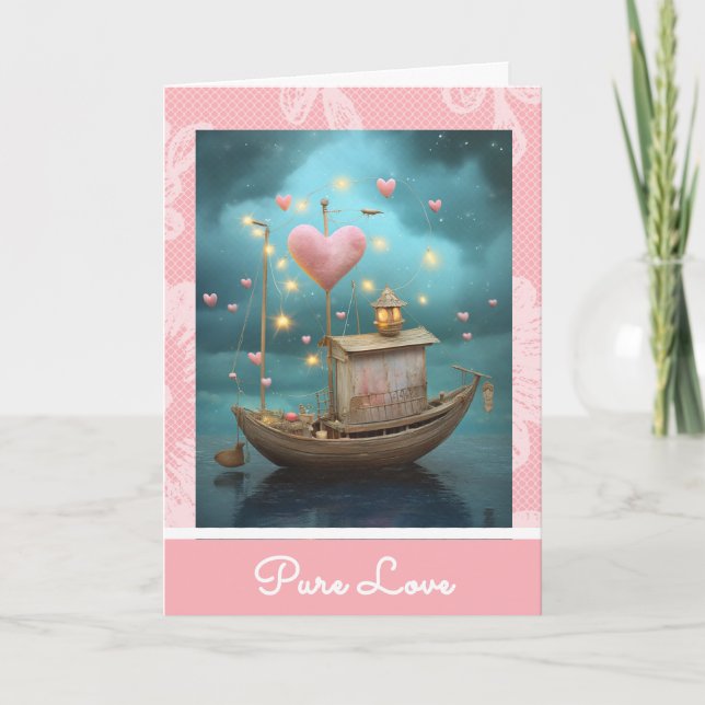 *~* 33 AP51  Love Boat Hearts Romantic Valentine Holiday Card (Front)