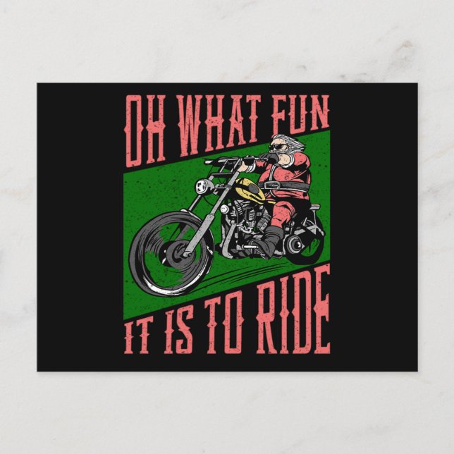33.Biker Oh What Fun It Is To Ride Christmas Announcement Postcard (Front)