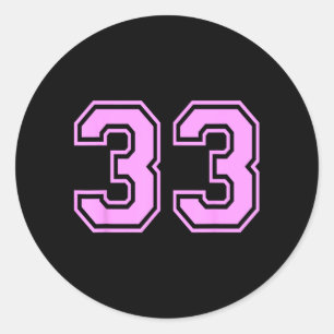 33 Number Thirty-Three Sports Varsity College Girl Classic Round Sticker