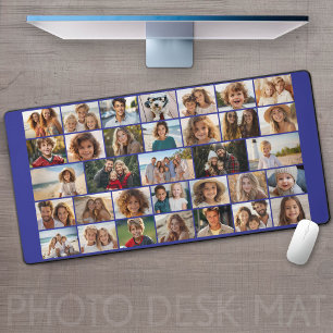 33 Photo Collage - Grid on Colour Background Desk Mat