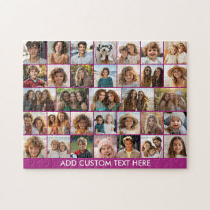 33 Photo Collage - Grid on Purple Background Jigsaw Puzzle