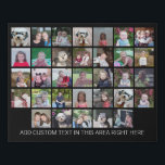 33 Photo Collage Grid - Text box - black white Faux Canvas Print<br><div class="desc">Use 33 SQUARE photos to create a personal photo collage. This modern, clean layout includes a text block in a san serif font to add a family name or a name. The background colour can be changed in the customise area. ***For best results for this multi photo layout - crop...</div>