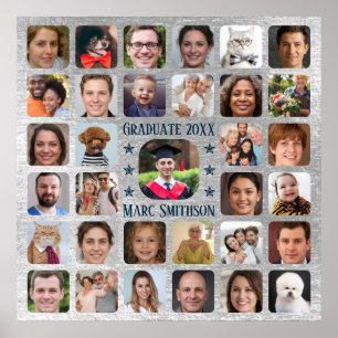   33 Photos to Personalise Graduation Party Square Poster