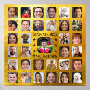 33 Photos to Personalise Graduation Party Square Poster