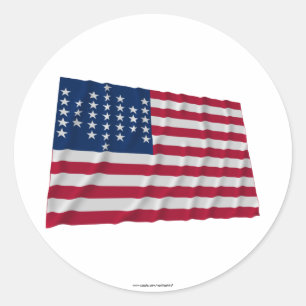 33-star flag, Fort Sumter garrison pattern Classic Round Sticker