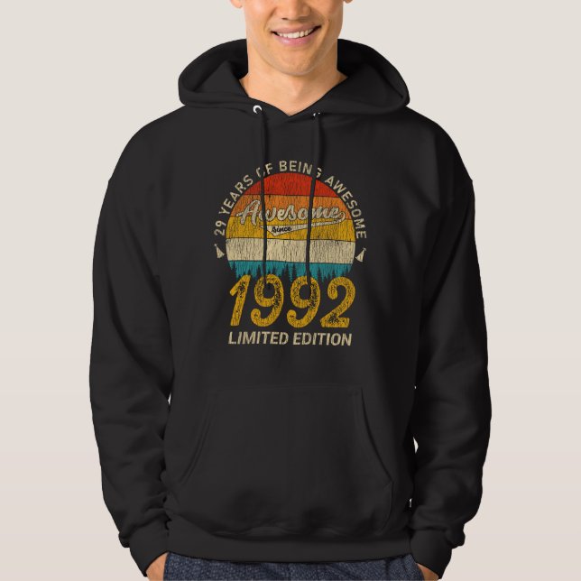 33 Year Old Bday Retro Awesome 33rd Birthday Gift Hoodie (Front)