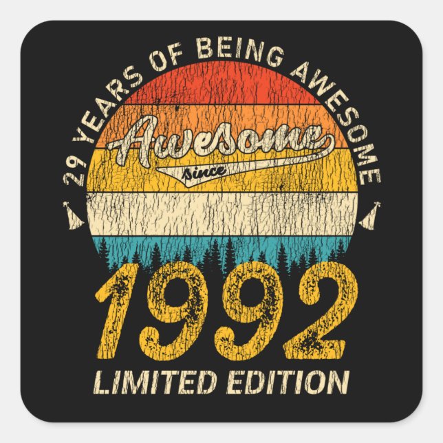 33 Year Old Bday Retro Awesome 33rd Birthday Gift Square Sticker (Front)