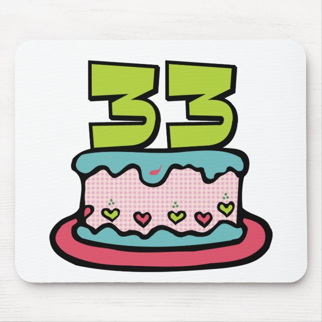 33 Year Old Birthday Cake Mouse Mat (Front)