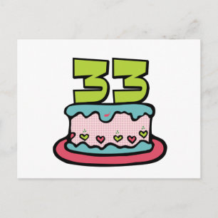 33 Year Old Birthday Cake Postcard