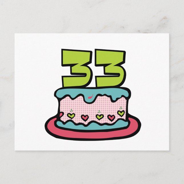 33 Year Old Birthday Cake Postcard (Front)