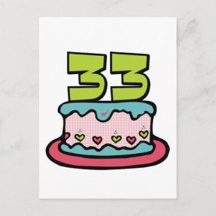 33 Year Old Birthday Cake Postcard