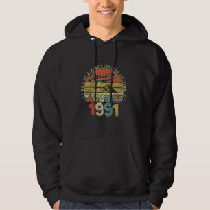 33 Year Old Birthday Gifts For Men August 1991 33r Hoodie