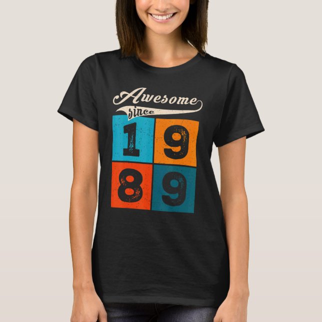 33 Year Old Men Women On Birthday Awesome Since 19 T-Shirt (Front)