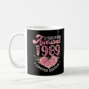 33 Year Old Pink Vintage 1989 bday gift 33th Birth Coffee Mug