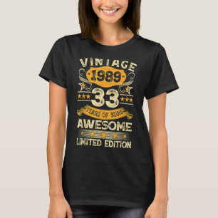 33 Year Old Vintage 1989 33rd Birthday T-Shirt