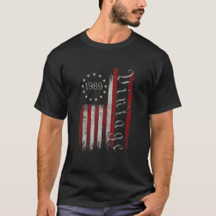 33 Year Old Vintage 1989 American Flag 33rd Birth T-Shirt