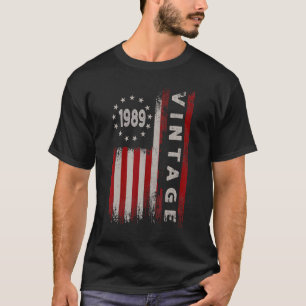 33 Year Old Vintage 1989 American Flag 33rd Birth T-Shirt