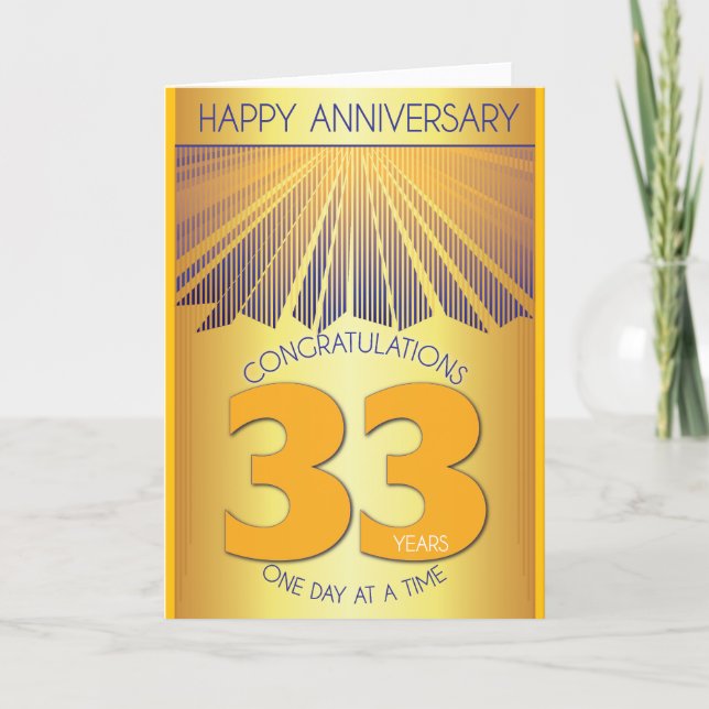 33 Year Sober Anniversary | Golden Ray 12 Step  Card (Front)