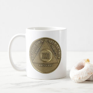 33 Year Sober Medallion Coin Happy Anniversary Coffee Mug