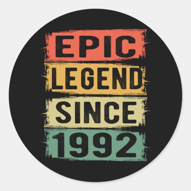 33 Years Old Bday Epic Legend 33rd Birthday Gift Classic Round Sticker (Front)