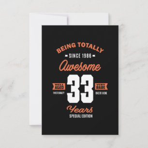 33 Years Old Birthday Gift RSVP Card