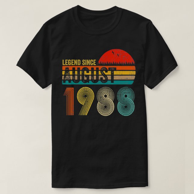 33 Years Old Retro Birthday Gift Legend Since Augu T-Shirt (Design Front)