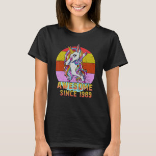 33 Years Old Unicorn Dabbing Awesome Since 1989 Un T-Shirt